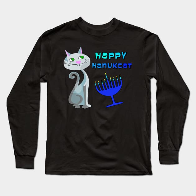 Happy hanukcat Long Sleeve T-Shirt by Lynndarakos